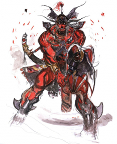 Concept art of Dark General from the video game Final Fantasy Iii by Yoshitaka Amano