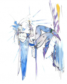 Concept art of Shiva from the video game Final Fantasy Iii by Yoshitaka Amano