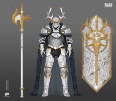 Concept art of Stag Knight from the video game Raid: Shadow Legends by Eugene Postebaylo$ArtStation^https://www.artstation.com/j0nny_theone