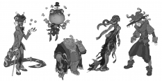Concept art of Bilgewater Concepts from the video game Legends Of Runeterra by Sixmorevodka and Alessandro Poli and Hugo Lam and Gerald Parel and Claudiu Antoniu Magherusan
