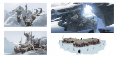 Concept art of Freljord Concepts from the video game Legends Of Runeterra by Sixmorevodka and Michal Ivan and Claudiu Antoniu Magherusan