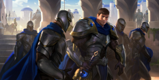 Concept art of Garen from the video game Legends Of Runeterra by Sixmorevodka and Claudiu Antoniu Magherusan and Gerald Parel and Monika Palosz and Nico Lee Lazarus