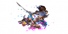 Concept art of Jinx And Yasuo from the video game Legends Of Runeterra by Sixmorevodka and Gerald Parel and Valentin Gloaguen and Alessandro Poli and William Gist