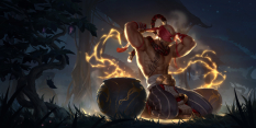 Concept art of Lee Sin from the video game Legends Of Runeterra by Sixmorevodka and Maki Planas Mata and Claudiu Antoniu Magherusan and Nico Lee Lazarus