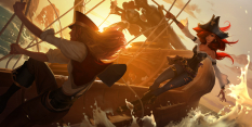 Concept art of Miss Fortune from the video game Legends Of Runeterra by Sixmorevodka and Gerald Parel and Chris Kintner and Monika Palosz and Hugo Lam