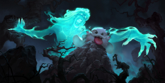 Concept art of Sinister Poro from the video game Legends Of Runeterra by Sixmorevodka and Maki Planas Mata and Alessandro Poli