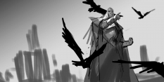 Concept art of Swain Sketch from the video game Legends Of Runeterra by Sixmorevodka and Michal Ivan