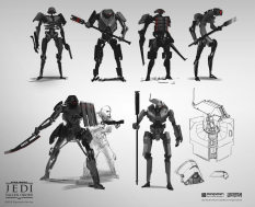 Concept art of Battle Droids from the video game Star Wars Jedi Fallen Order by Prog Wang