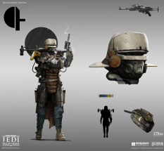 Concept art of Haxion Brood Bounty Hunters from the video game Star Wars Jedi Fallen Order by Theo Stylianides