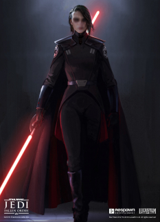 Concept art of Inquisitor Second Sister from the video game Star Wars Jedi Fallen Order by Jordan Lamarre Wan