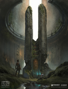 Concept art of Bogano Vault Entrance from the video game Star Wars Jedi Fallen Order by Gabriel Yeganyan