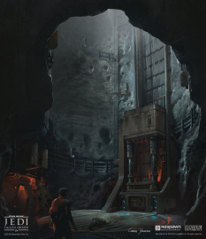 Concept art of Erdo Eris Cells from the video game Star Wars Jedi Fallen Order by Gabriel Yeganyan