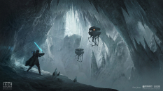Concept art of Ilum Jedi Temple from the video game Star Wars Jedi Fallen Order by Gabriel Yeganyan