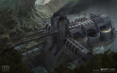 Concept art of Imperial Refinery from the video game Star Wars Jedi Fallen Order by Gabriel Yeganyan