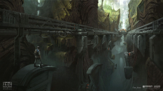 Concept art of Imperial Root Trench from the video game Star Wars Jedi Fallen Order by Gabriel Yeganyan