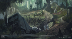 Concept art of Landing Of Kashyyyk from the video game Star Wars Jedi Fallen Order by Gabriel Yeganyan