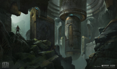 Concept art of Miktrull Bell Room from the video game Star Wars Jedi Fallen Order by Gabriel Yeganyan