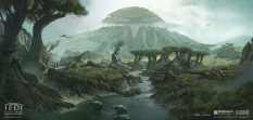 Concept art of Origin Tree Vista from the video game Star Wars Jedi Fallen Order by Gabriel Yeganyan