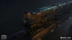 Concept art of Bracca Cargo Train Car from the video game Star Wars Jedi Fallen Order by Bruno Werneck