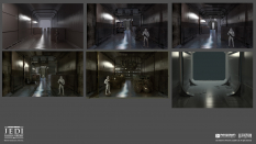 Concept art of Bracca Cargo Train Interior from the video game Star Wars Jedi Fallen Order by Bruno Werneck