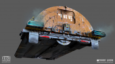 Concept art of Bracca Hover Barge from the video game Star Wars Jedi Fallen Order by Bruno Werneck