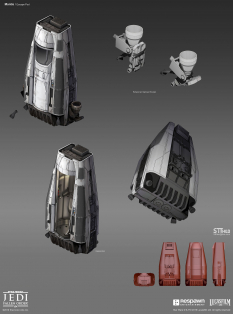 Concept art of Mantis Escape Pod from the video game Star Wars Jedi Fallen Order by Theo Stylianides
