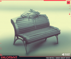 Concept art of Bench from the video game Valorant by Theo Aretos