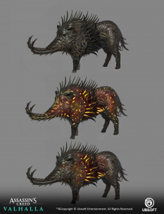 Concept art of Iron Boar from the video game Assassin's Creed Valhalla by Pierre Raveneau