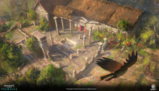 Concept art of Bureau Des Assassins from the video game Assassin's Creed Valhalla by Gilles Beloeil