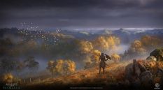 Concept art of England Vistas In Fall from the video game Assassin's Creed Valhalla by Gilles Beloeil