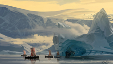 Concept art of Exploring Northern Seas from the video game Assassin's Creed Valhalla by Raphael Lacoste