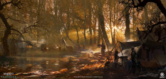 Concept art of Inside The Woods Autumn Mood from the video game Assassin's Creed Valhalla by Donglu Yu
