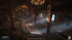 Concept art of Jotunheim Great Hall from the video game Assassin's Creed Valhalla by Erin Abeo