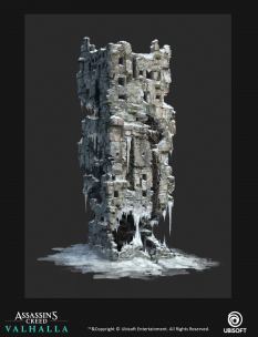 Concept art of Jotunheim Tower from the video game Assassin's Creed Valhalla by Erin Abeo