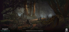 Concept art of Kingley Vale from the video game Assassin's Creed Valhalla by Ignat Komitov