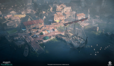 Concept art of London from the video game Assassin's Creed Valhalla by Gilles Beloeil