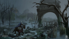 Concept art of Old Roman Passage Trough The Swamps from the video game Assassin's Creed Valhalla by Eddie Bennun