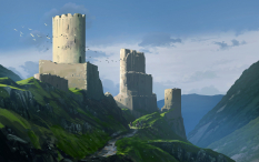 Concept art of Sentinel Towers from the video game Assassin's Creed Valhalla by Raphael Lacoste