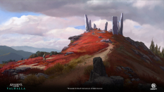 Concept art of Standing Stone Burnt Hill from the video game Assassin's Creed Valhalla by Wei Wei