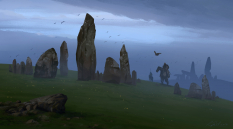 Concept art of Standing Stones from the video game Assassin's Creed Valhalla by Raphael Lacoste