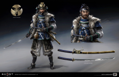 Concept art of Lord Harunobu Adachi from the video game Ghost Of Tsushima by Mitch Mohrhauser