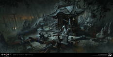 Concept art of Azamo Shrine from the video game Ghost Of Tsushima by Ian Jun Wei Chiew