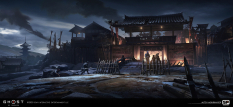 Concept art of Castle Kaneda Entrance from the video game Ghost Of Tsushima by Mitch Mohrhauser
