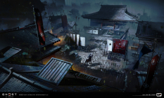 Concept art of Early Fortress Exploration from the video game Ghost Of Tsushima by Ian Jun Wei Chiew