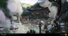 Concept art of Hiyoshi Inn from the video game Ghost Of Tsushima by John Powell