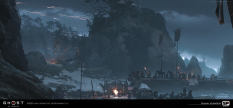 Concept art of Komoda Beach from the video game Ghost Of Tsushima by Romain Jouandeau