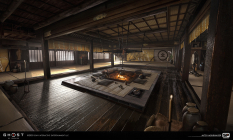 Concept art of Tenshu Floor from the video game Ghost Of Tsushima by Mitch Mohrhauser