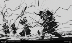 Concept art of Dynamic Theme For Ps4 from the video game Ghost Of Tsushima by John Powell
