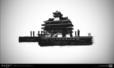 Concept art of Castle Shimura from the video game Ghost Of Tsushima by Ian Jun Wei Chiew