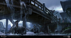 Concept art of Bridge Conflict from the video game Ghost Of Tsushima by John Powell